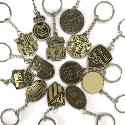 China Gifts Football Soccer Team Keychains Metal Keychain Antique Copper Club for sale