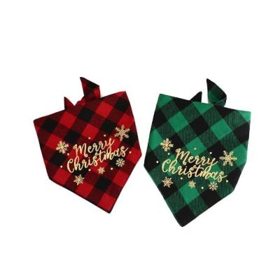 China Christmas Viable Running Dog Cat Triangle Bibs Scarf with Snowman Pattern for sale