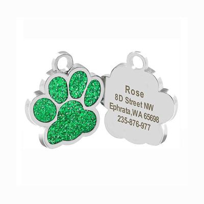 China All World China Manufacturer Pet Pendant Products Customized Dog Paw Print Tag With Glitter for sale