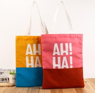 China Environmental Protection Customized Handled Color Printing Advertising Canvas Shopping Bag for sale