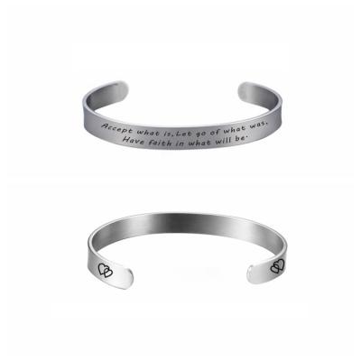 China Decoration have faith in what will be stainless steel open bracelet for men and women for sale