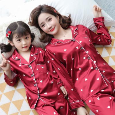 China Hot sale matching pajamas mommy and me satin pajamas sleepwear set for sale