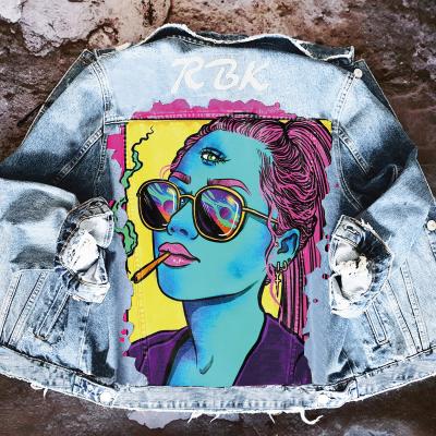 China 2022 Best Design Women Long Sleeve Chaqueta Vintage Waterproof Denim Coats High Quality Streetwear Fashion Cartoon Jeans Jacket Tops for sale