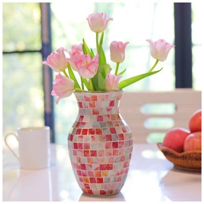 China 100% Handmade Handmade Mosaic Glass Vases For Artificial Bouquet Flower Table Centerpiece Room Decor for sale