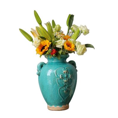 China (1300 Degrees) Unique Designs Shabby Chic Farmhouse High Temperature Fired Decorative Flower Arranging Vintage Planter Pot for sale