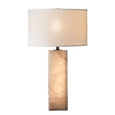 China Modern American Minimalist Creative Table Lamps Living Room Bedroom Bed Marble Fabric Lamp for sale