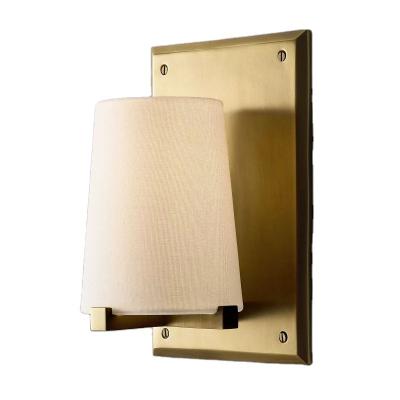 China Modern Pauillac Fabric Shade Brass Wall Lamp Indoor Room Led Wall Light for sale