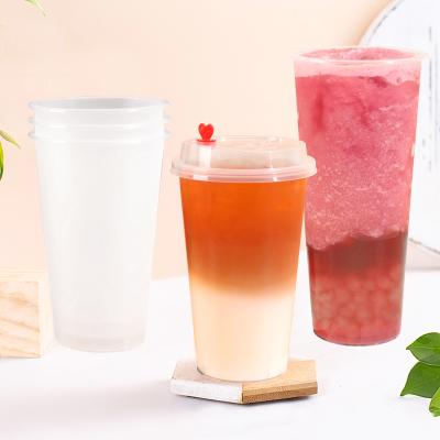 China Injection Plastic Cup Clear High Temperature and Low Temperature Resistance Bubble Tea Cup 16oz 24oz 500ml 700ml Tea Milk Coffee Tea Cup for sale