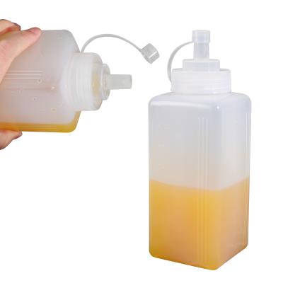 China Food Kitchen Sauce Squeeze Bottle Square With Cover Tomato Salad Jam Squeeze Sauce Bottle for sale