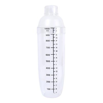 China PC Viable Resin Scale Shaker Cup 1000ml Milk Tea Shop Bar Tools Plastic Black Cocktail Shaker for sale