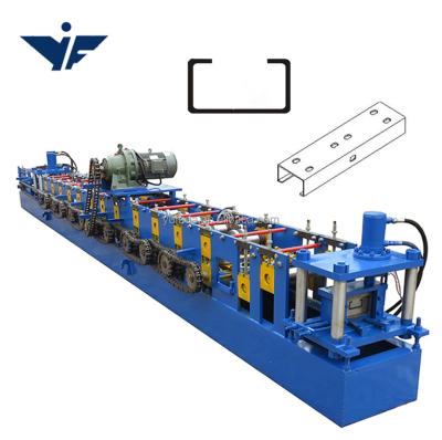 China Building Material Stores C Purlin Sheet Roll Forming Machine With Hydraulic Cutter for sale