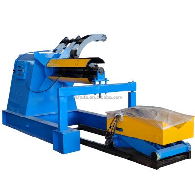 China Building material shops 5 ton 7 ton 10 ton hydraulic steel strips coil decoiler with car uncoiler accessories for sale