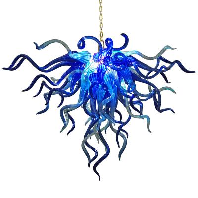 China Contemporary Blue Swirl Chandelier Crystal Glass Chandelier Lights Luxury Cheap Modern Pendant Lights for sale