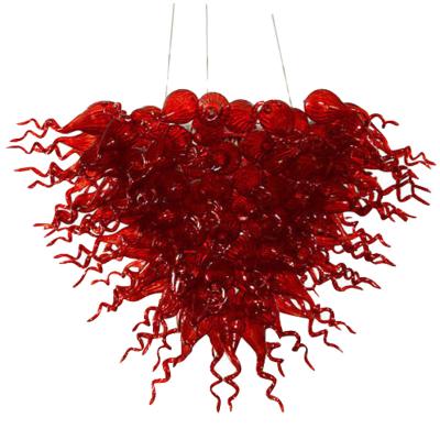 China Modern Red Luxury Modern Chandelier Light Art Glass Metal Chain Lamp Soft Soft Hanging Chandelier for sale