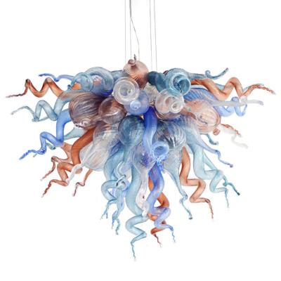 China Modern Murano Art Italian Glass Chandelier Stained Glass Chandelier Custom Made Luxury Crystal Staircase Light for sale