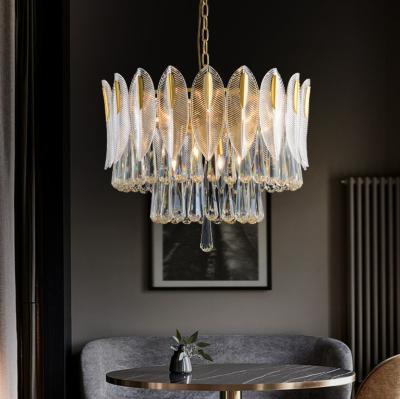 China Contemporary Luxury Modern Glass Living Room Chandelier Light Luxury Crystal Pendant Chandelier For Church for sale