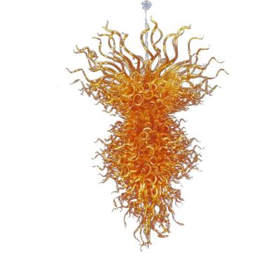 China Modern Custom Handmade Girban Chandelier Lamps Amber Art Decoration Hand Blown Glass Chandeliers Pendant Lights Led Lighting for sale