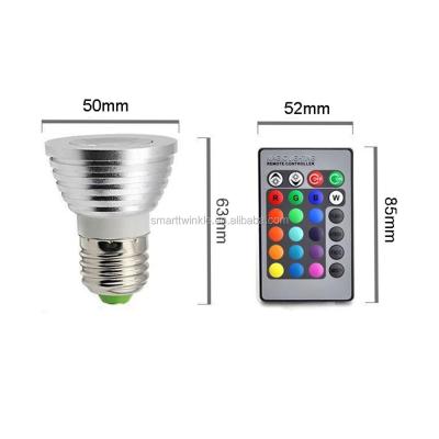 China Indoor Lighting E27 3W RGB Led Spotlight AC85-265V Led Bulb Indoor Led Spot Light With Remote Controller 16 Colors Change RoHS CE for sale