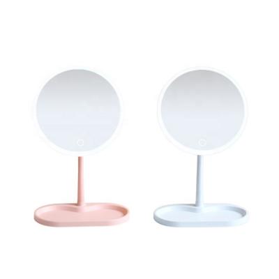 China Modern Hot Selling USB Rechargeable LED Desk Mirror in Student Dormitory Girl Portable Lamp Mirror for sale