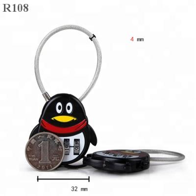 China R108 Zinc Alloy Cute Penguin Shape Cute Luggage Padlock With 3 Digit Combination for sale