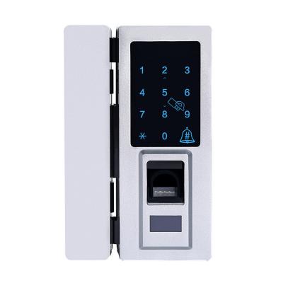 China Home Promotional Zinc Alloy Electronic Glass Fingerprint Digital Glass Door Lock With Remote Control Open for sale