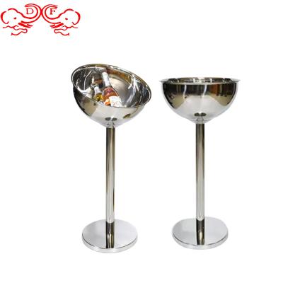 China DF Business House Ice Bucket Beverage Cooler Black Gold Top Selling Round Shape Champagne Bar Part Colder With Stand Basin for sale