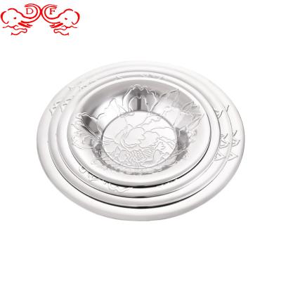 China Home.Restaurant.Bar.Hotel.Wedding DF trading house hot selling Stainless steel round tray deep flower tray restaurant serving tray fruit plate factory direct sale for sale