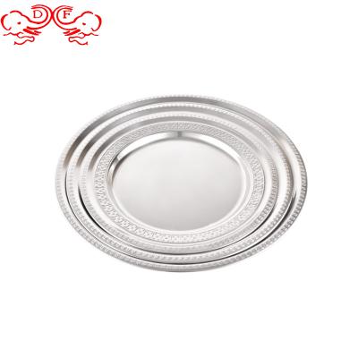 China Home.Restaurant.Bar.Hotel.Wedding DF trading house professional manufacture stainless steel round tray serving plate dinner tray new design round plate for sale