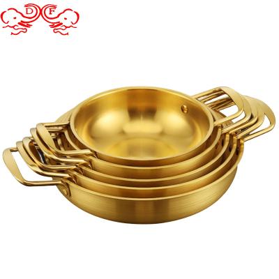 China Wholesale Viable Korean Stainless Steel Ramen Pot Seafood Factory Home Trade DF Double Handle Instant Noodles Stainless Steel For Hotel for sale