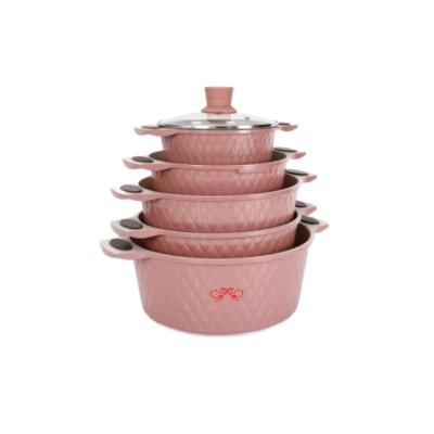 China DF Chamber Of Commerce Sustainable Wholesale 10pcs Nonstick Soup Casserole Home Set Die Cast Aluminum Cooking Pot Cookware for sale