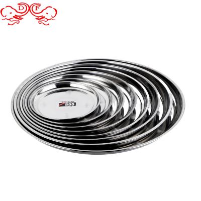 China DF Manufacture Durable Home Factory Trade Professional Stainless Steel Round Trays Serving Tray Round Dish Serving Dish for sale