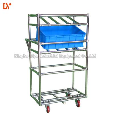 China PE Lean Pipe Recycling Tote Cart Turnover Trolley Cold Welded Glossy Surface For Workshop for sale