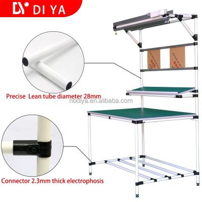 China Flexible Lean Pipe ESD Table Workbench For Industrial Assembly Line for sale