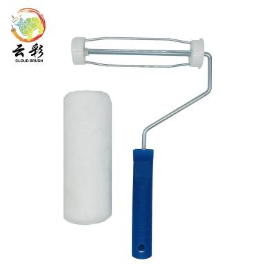 China American Style High Quality Premium Polyester Blue Paint Roller Brush Refill With Chrome Frame Plastic Handle for sale