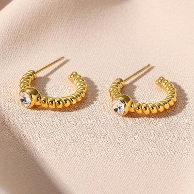 China Zircon Stone Fashion Jewelry Women's Stainless Steel Hoop Earrings Women's Hoop Earrings Lead Free Nickel Free for sale