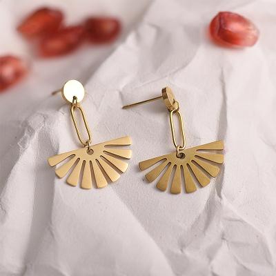 China Lead Free Nickel Free Gold Plated Fine Jewelry Earrings Women Stainless Steel Earring Accessories Women Fans Earrings for sale