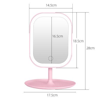 China Custom Red LED Makeup Mirror Desktop Internet Makeup Mirror Desk With Light Intelligent High-definition Portable Makeup Mirror for sale