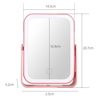 China Custom Hot Sales Definition Double Sided Makeup Mirror LED Light Portable Desktop Mirror Magnifying Folding Vanity Mirror With Light for sale