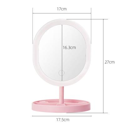 China New Design Custom Cute Vanity Makeup Mirror Desktop Stand Illuminated Cosmetic Lighted Led Oval Makeup Mirror Portable Mirror for sale