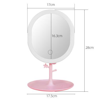 China Hot Sales Customized Customized Stand Oval Led Makeup Mirror Cosmetic Portable Mirror LED Light Desktop Beauty Supplementa for sale