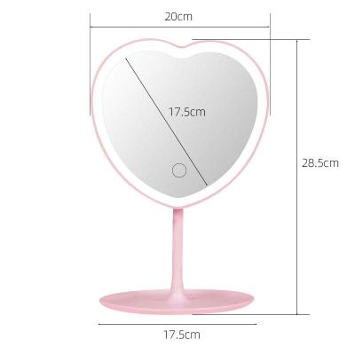 China Customized High Quality Heart Shaped LED Lamp Portable Desktop Cosmetic Mirror With Beauty Table Light Mirror Customized for sale