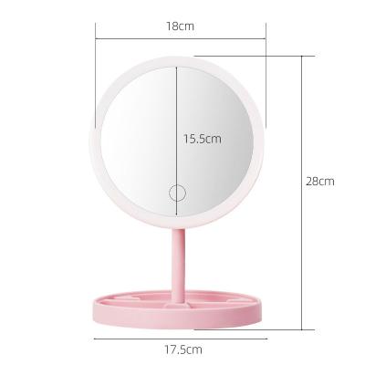 China LED Makeup Mirror Smart USB Custom Desktop Filling Vanity Mirror With 3 Lamp Light Adjustable Rotating Table Cosmetic Mirror for sale