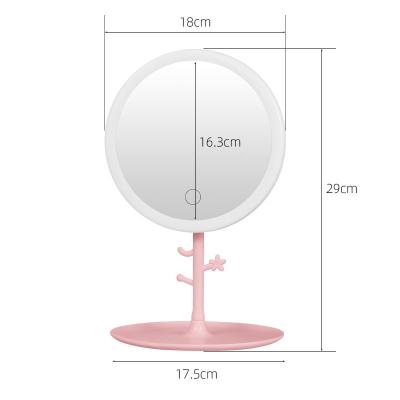 China Personalized Portable Touch Screen Makeup Desktop Mirror With Small Led Flat Mirror Light Smart Circular Mirror for sale