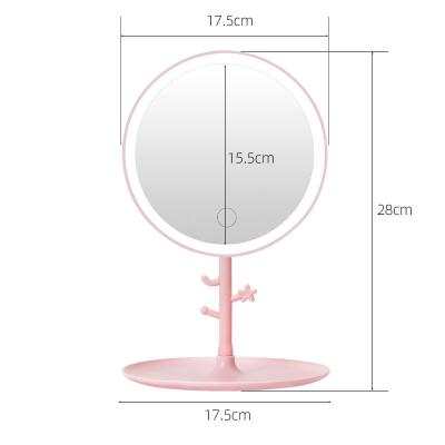 China Factory Custom Wholesale LED Travel Mirror Standing Single Side Round Led Makeup Mirror With Light Portable Vanity Mirror Customized for sale