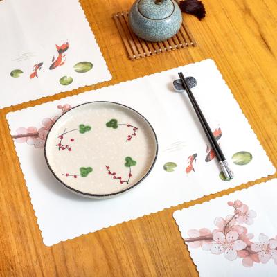 China Sustainable Wholesale Manufacturer Price Paper Japan Style Printed Paper Place Mats Floral Flower for sale