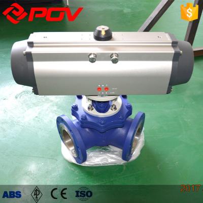 China Industry 120 Degree Y Type Pneumatic Three Way Ball Valve for sale