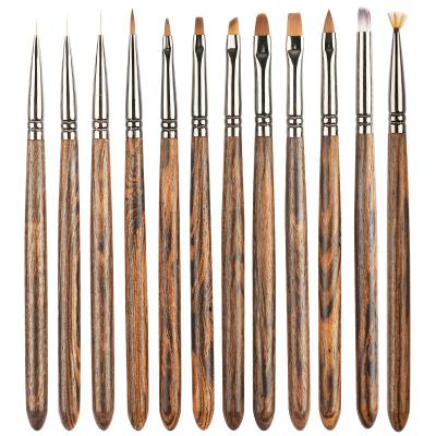 China Nail Art Brush Set Gel Painting Pen Nail Art Salon Brush with Wooden Handle for sale