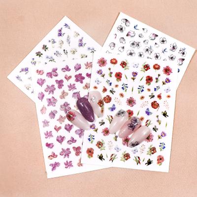 China Mixed Colorful Flower Nail Art Decorations DIY Water Decal Summer Nail Blooming Stickers Decals Summer Nail for sale