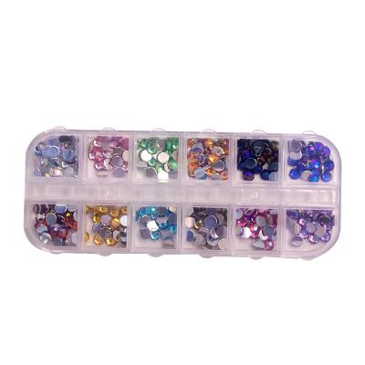 China Finger Nail Art 4 Boxes 12 Grids Nail Art Accessories Professional Nail Diamonds Fruits for sale