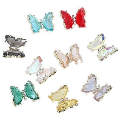 China 2021 Nail Art Metal Finger Nail Art Butterfly Jewelry Crystal Nail Diamond Stones Nail Accessories for sale